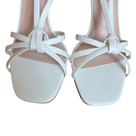 Sosandar White Strappy Heeled Stiletto Sandals 10.5 - Picture 3 of 16